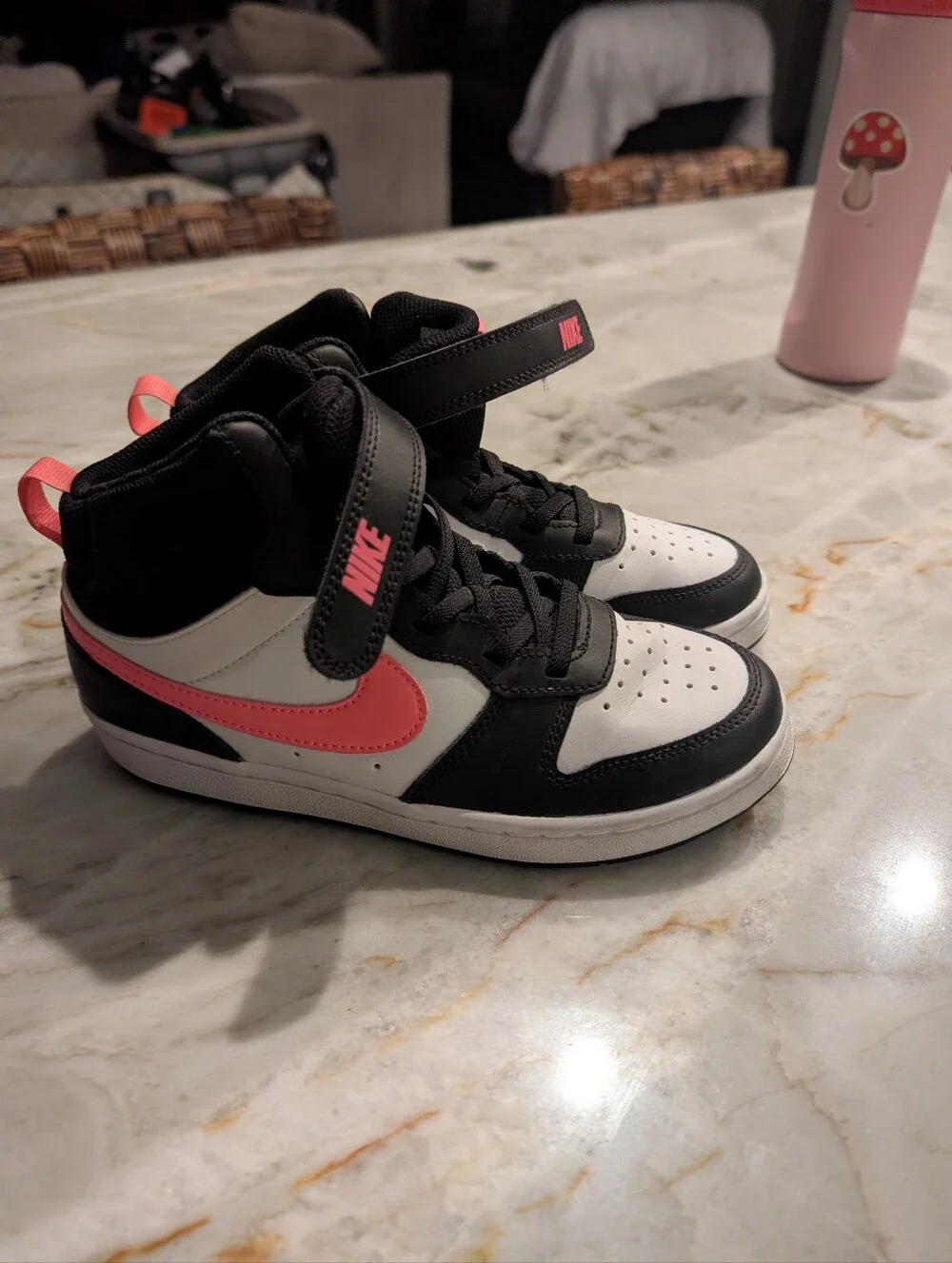 Nike Black, White & Pink Mid-Top Sneakers